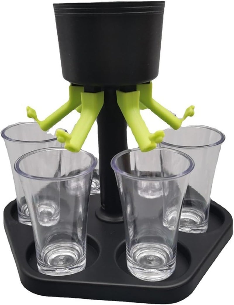 TSKVT Store Creative 6 Shot Glass Dispenser And Holder, Shots Game Accessories, Fair Pouring Dispenser, Glass Tray Set, No One Can Raise Fish Now (with 6 cups) - Image 4